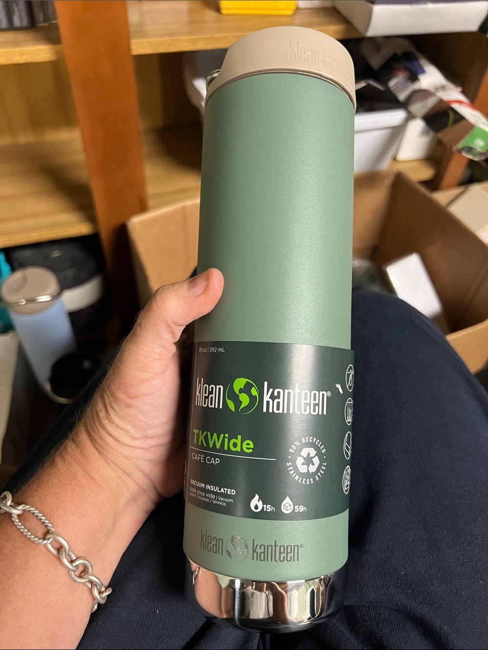 KLean Kanteen TKWide Vacuum Insulated Bottle - Forest Green 20 oz
